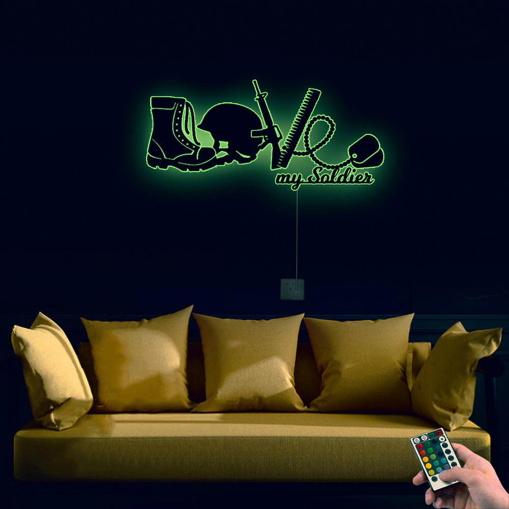 Love My Soldier Style - Led Light Metal - Owls Matrix LTD
