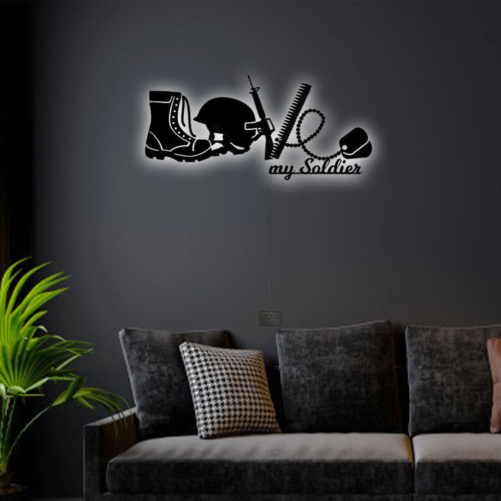 Love My Soldier Style - Led Light Metal - Owls Matrix LTD