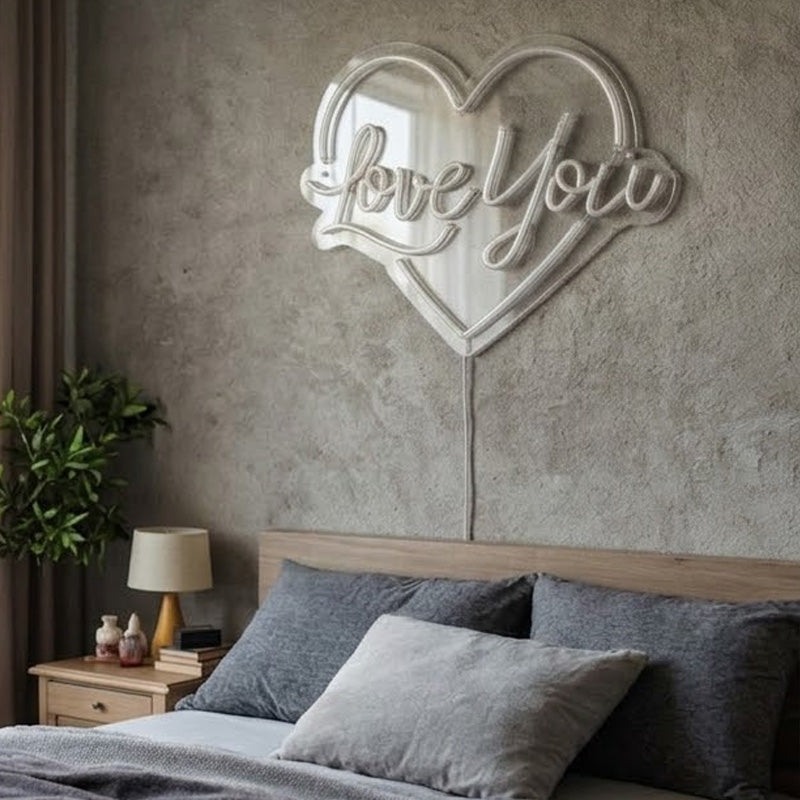 Love You Heart Neon Sign – Romantic LED Wall Decor for Bedroom & Couple Gift