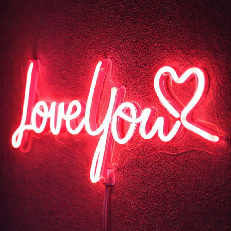 Love You Neon Sign – Romantic LED Wall Decor for Bedroom & Couple Gift