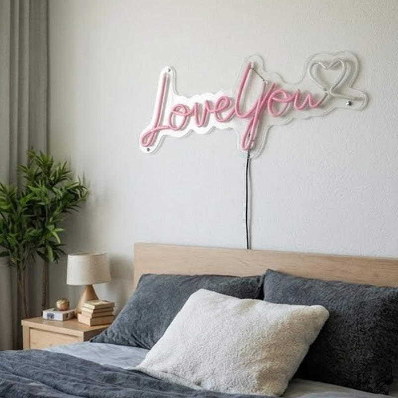 Love You Neon Sign – Romantic LED Wall Decor for Bedroom & Couple Gift