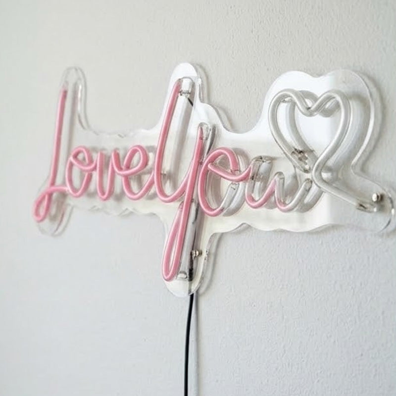 Love You Neon Sign – Romantic LED Wall Decor for Bedroom & Couple Gift