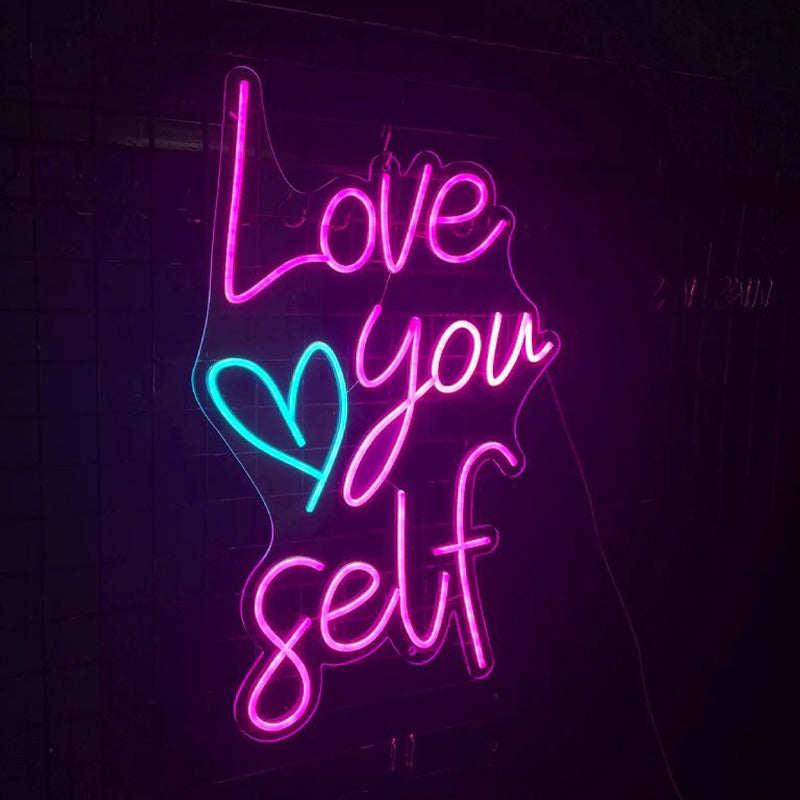 Love Yourself Inspirational Quote Neon Wall Art - LEDTOT