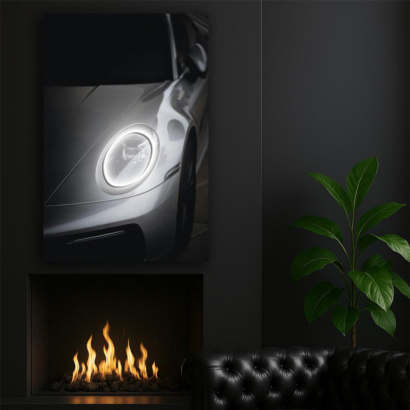 Luxury Silver Sports Car Neon Wall Art (UV Printed) – Modern LED Automotive Decor