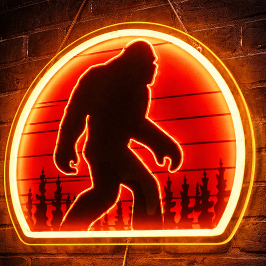 Man Cave Neon Signs - LED Bigfoot Silhouette Wall Decor