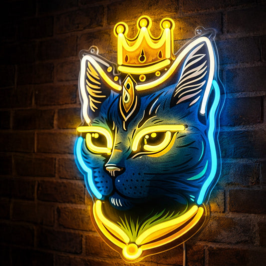 Man Cave Neon Signs - LED Crowned Cat Wall Decor