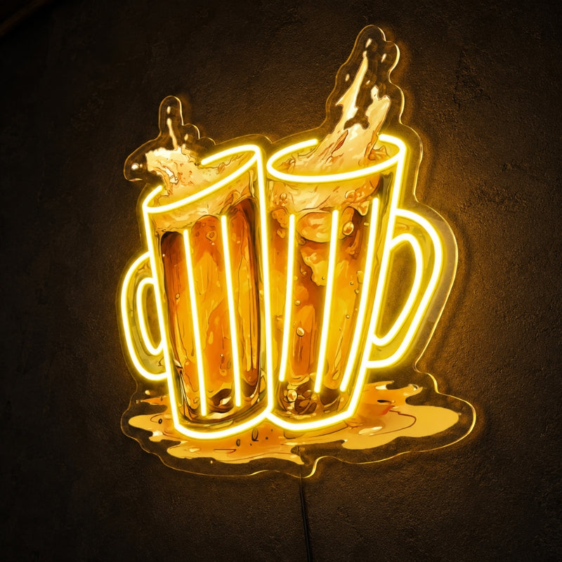 Man Cave Neon Signs - Beer Mugs LED Bar Wall Decor