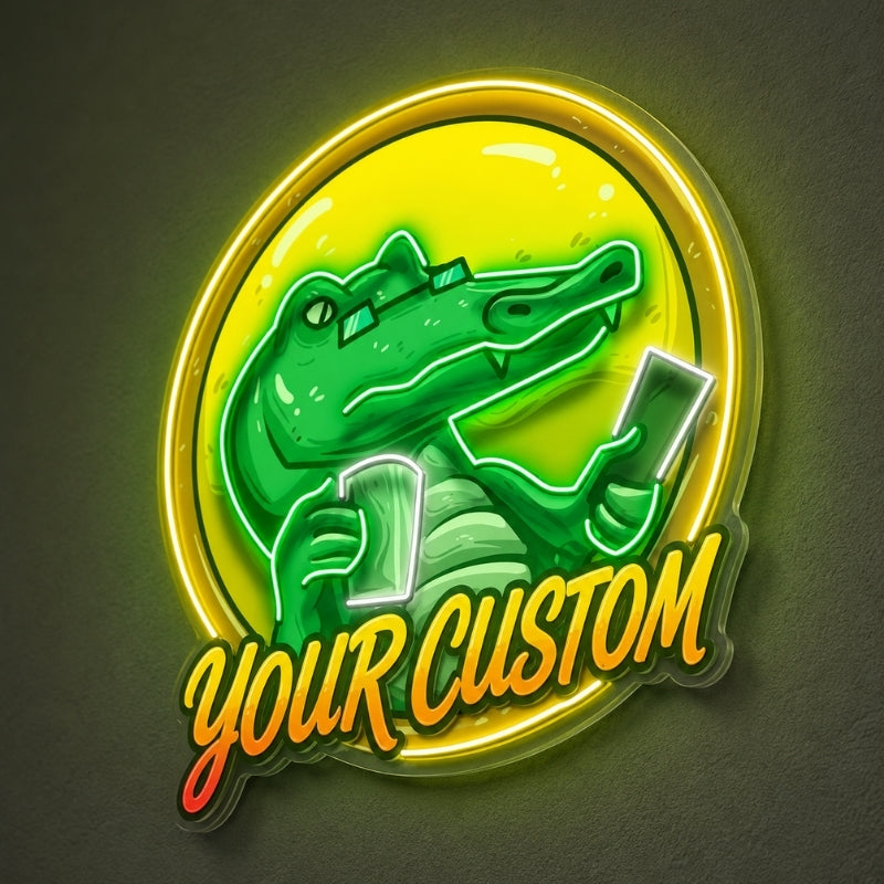 Man Cave Neon Signs - Chill Vibes Crocodile Decor