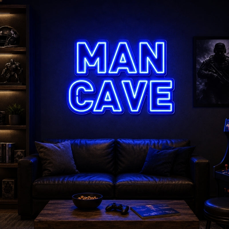 Man Cave Neon Signs - Classic Blue Lounge Decor