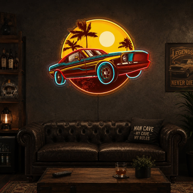 Man Cave Neon Signs - Retro Muscle Car Wall LED Decor