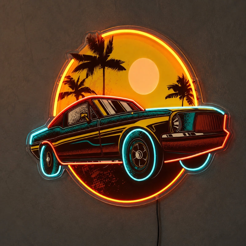 Man Cave Neon Signs - Retro Muscle Car Wall LED Decor