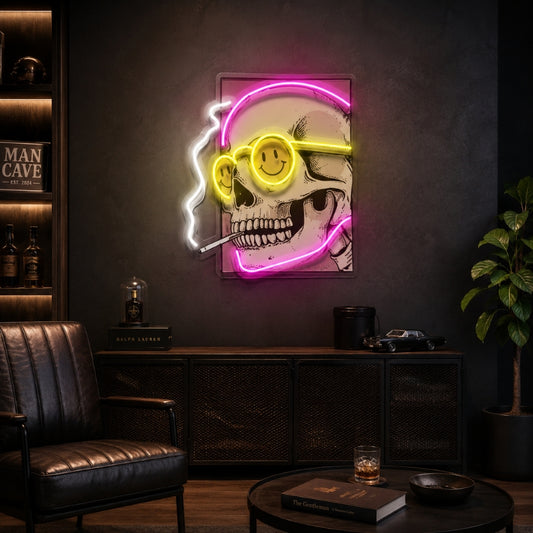 Man Cave Neon Signs - Skull Smiley LED Wall Decor