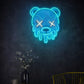 Melting Bear Neon Sign – Blue Drip Style LED Wall Light