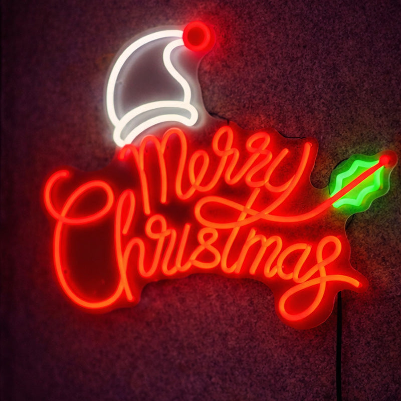 Merry Christmas Neon Sign – Red, White & Green LED Neon Wall Light for Holiday Decor
