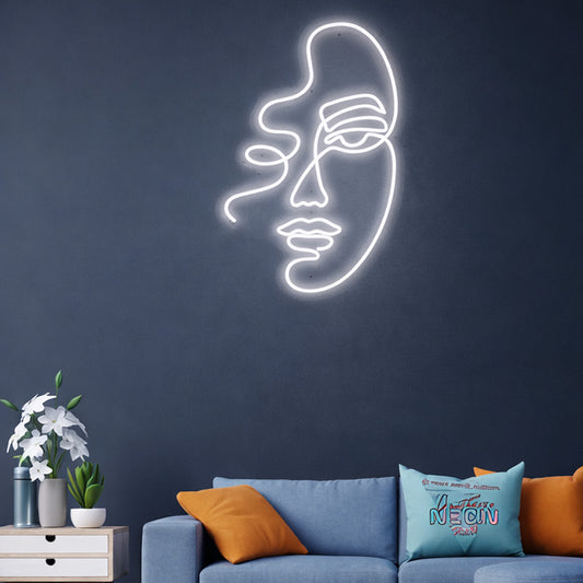 Minimalist Neon Sign Living Room - Abstract Face LED