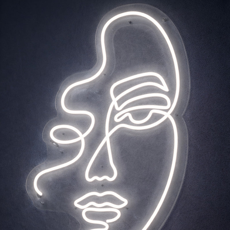 Minimalist Neon Sign Living Room - Abstract Face LED
