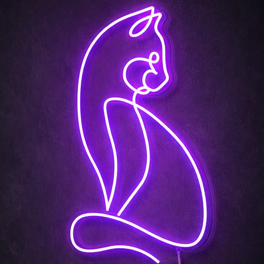 Minimalist Neon Sign Living Room - Cat LED Light Decor