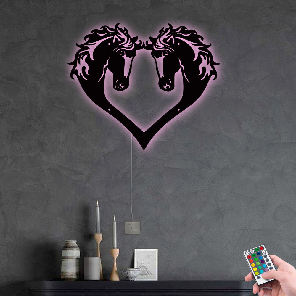 Horse Have Lovely Love - Led Light Metal - Owls Matrix LTD