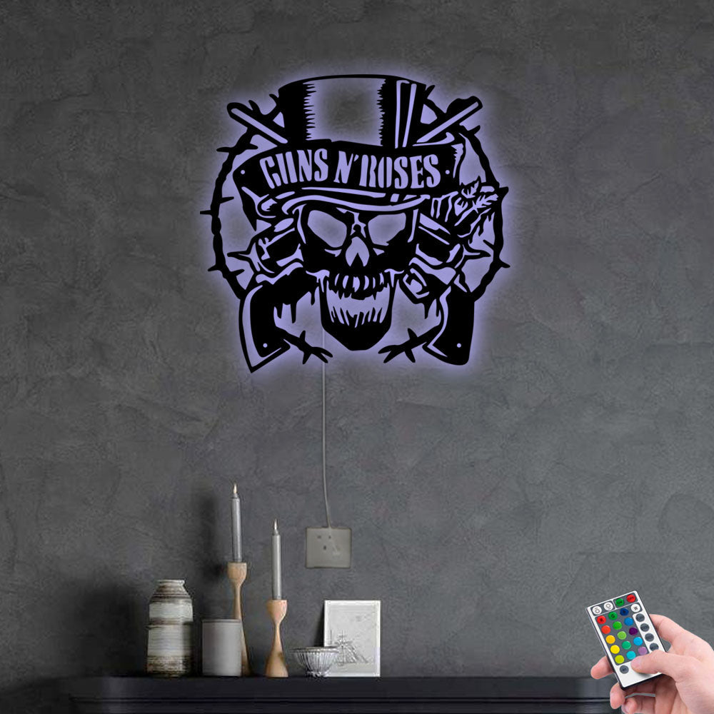 Skull Guns N' Roses - Led Light Metal - Owls Matrix LTD