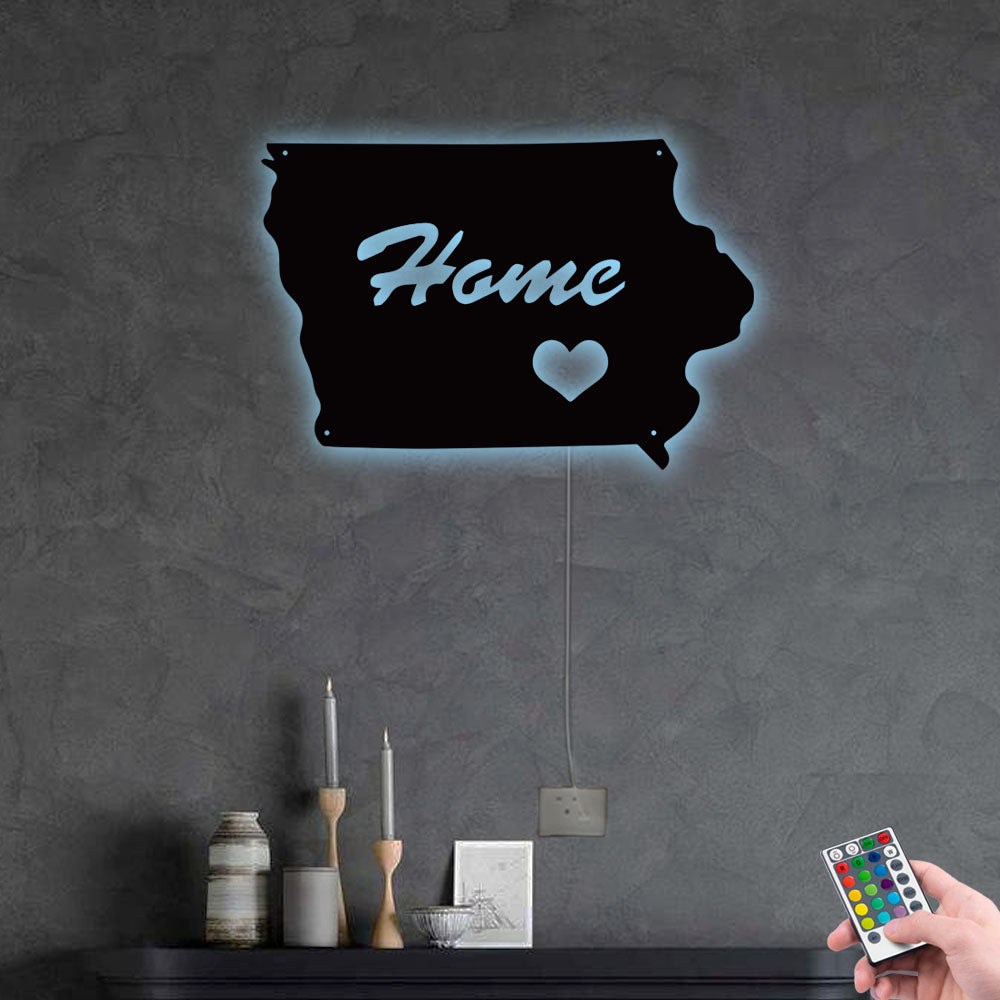 Iowa Home Is My Life - Led Light Metal - Owls Matrix LTD