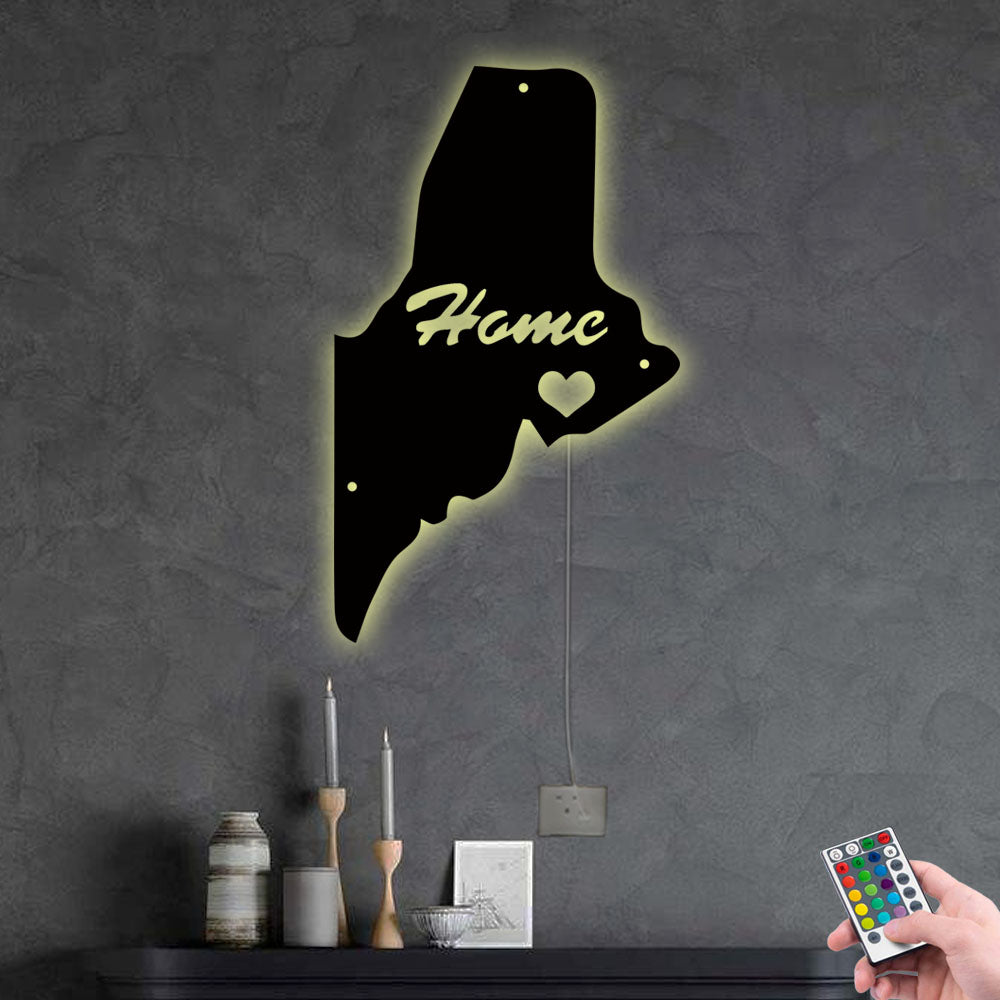 Maine Love My Hometown - Led Light Metal - Owls Matrix LTD