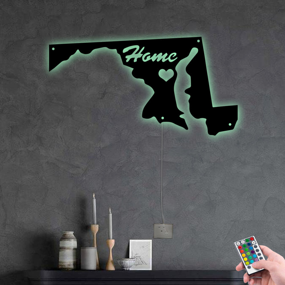 Maryland I Love Maryland - Led Light Metal - Owls Matrix LTD