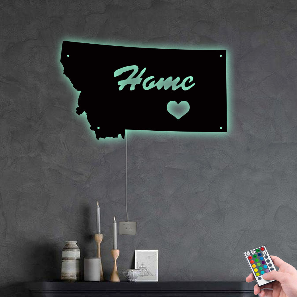 Montana Is My Home - Led Light Metal - Owls Matrix LTD