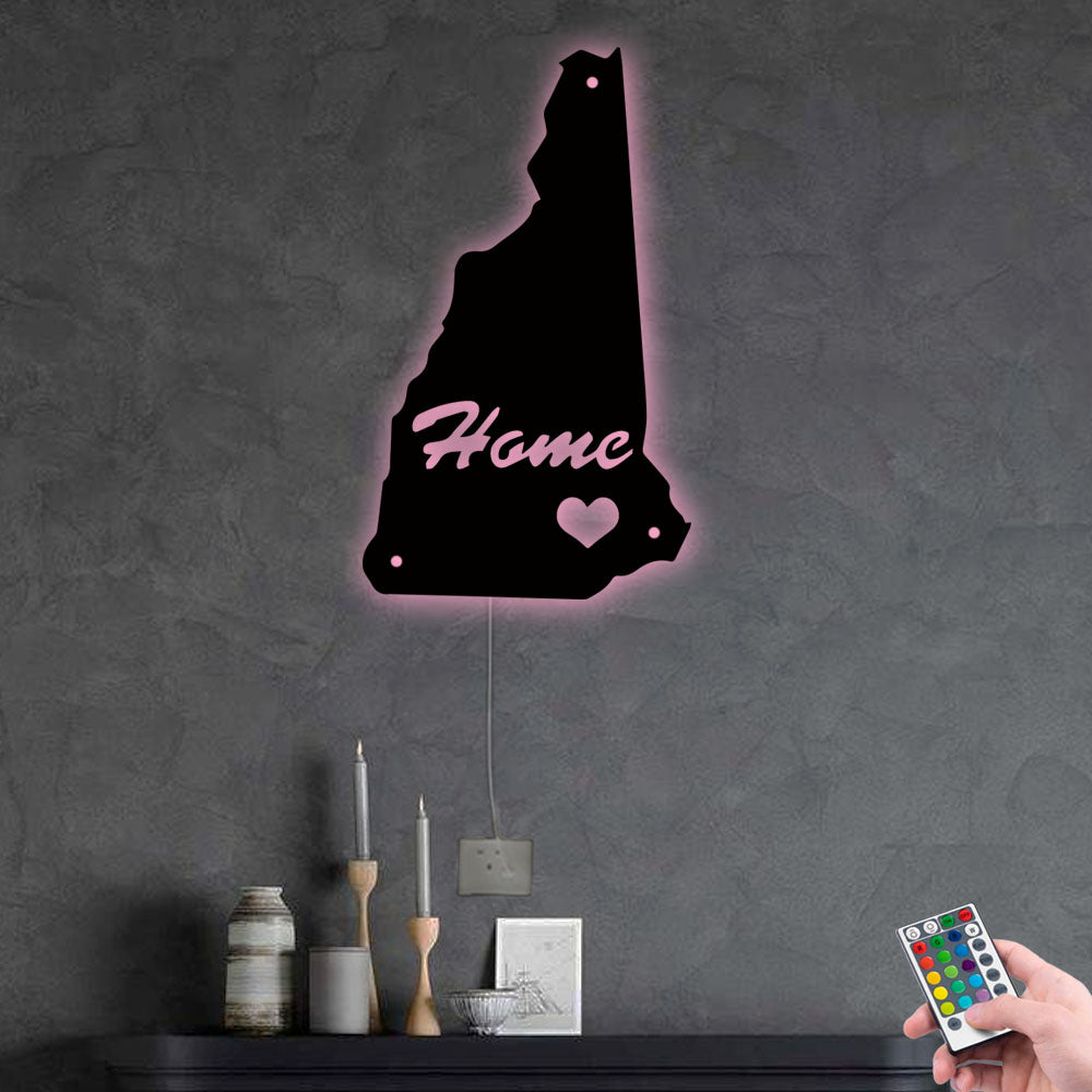 New Hampshire Home Is Best - Led Light Metal - Owls Matrix LTD