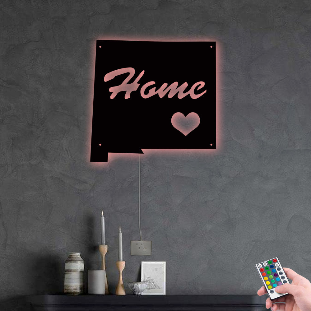 New Mexico Home Is My Love - Led Light Metal - Owls Matrix LTD
