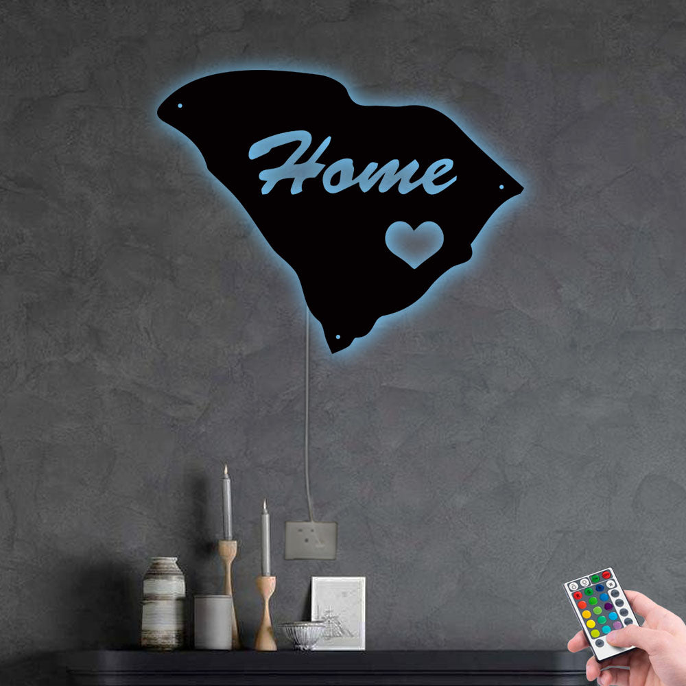 South Carolina Home Is My Life - Led Light Metal - Owls Matrix LTD