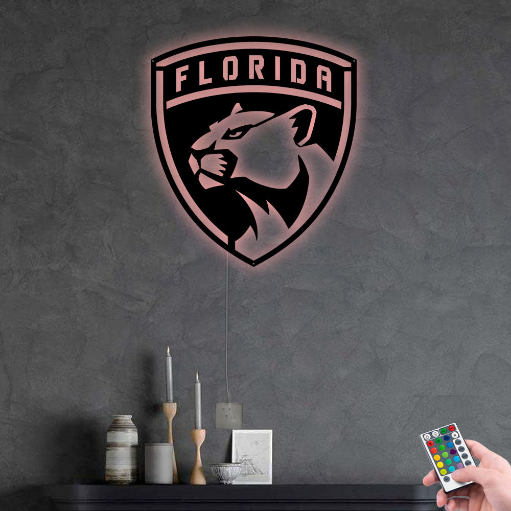 Florida Panthers I Love You - Led Light Metal - Owls Matrix LTD