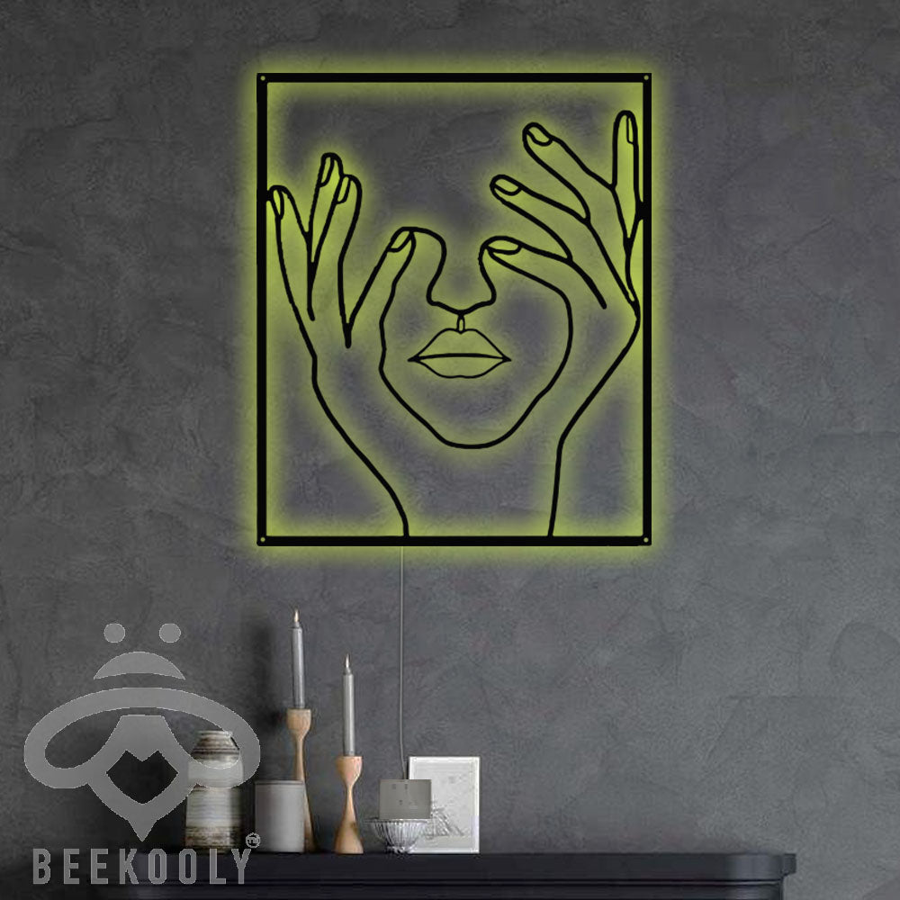 Abstract Face Line - Led Light Metal - Owls Matrix LTD