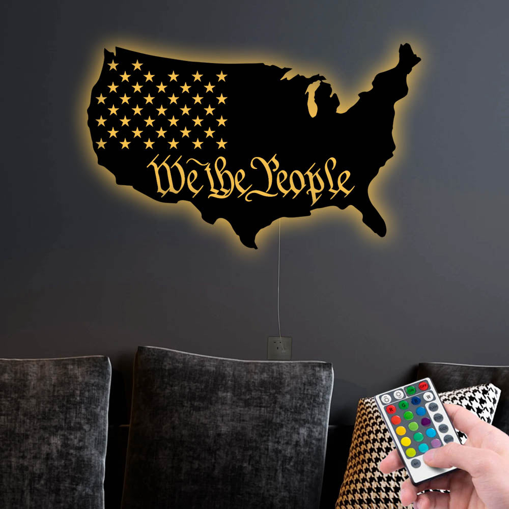 12"x12" Veteran We The People - Led Light Metal - Owls Matrix LTD