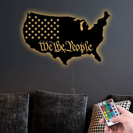 12"x12" Veteran We The People - Led Light Metal - Owls Matrix LTD