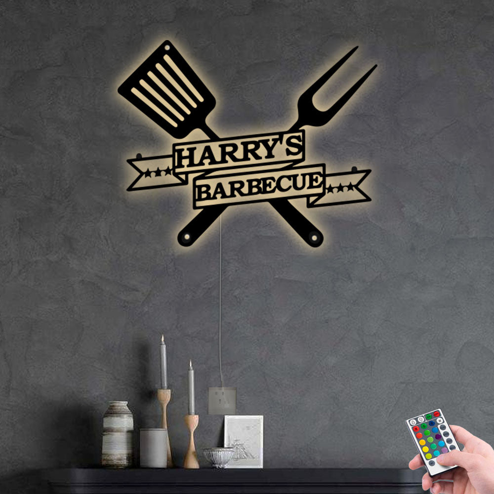 BBQ Grilling Lovely Style Personalized - Led Light Metal - Owls Matrix LTD