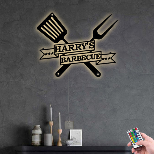 BBQ Grilling Style Personalized - Led Light Metal - Owls Matrix LTD