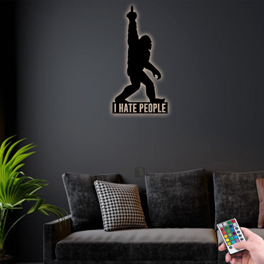 Bigfoot I Hate People - Led Light Metal - Owls Matrix LTD