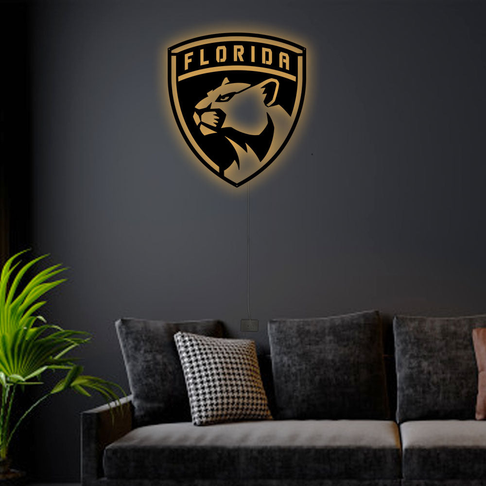 12"x12" Florida Panthers I Love You - Led Light Metal - Owls Matrix LTD