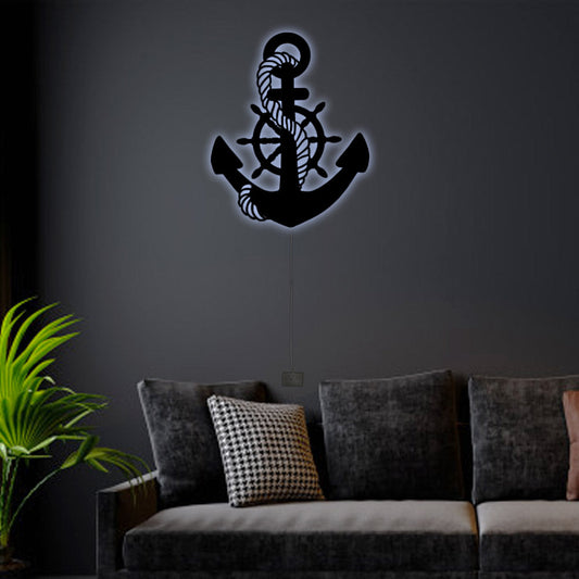 12"x12" Nautical Anchor So Simple - Led Light Metal - Owls Matrix LTD
