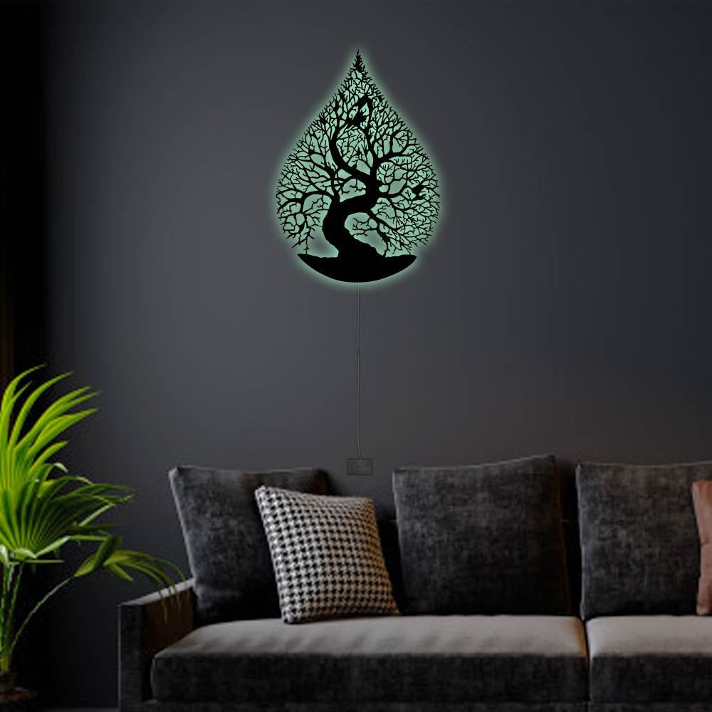 12"x12" Nature Tears Drop Tree - Led Light Metal - Owls Matrix LTD