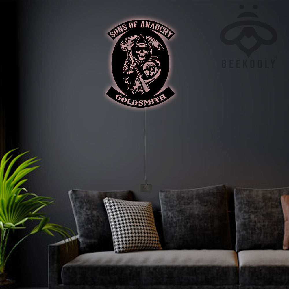 Skull Son Of Anarchy - Led Light Metal - Owls Matrix LTD