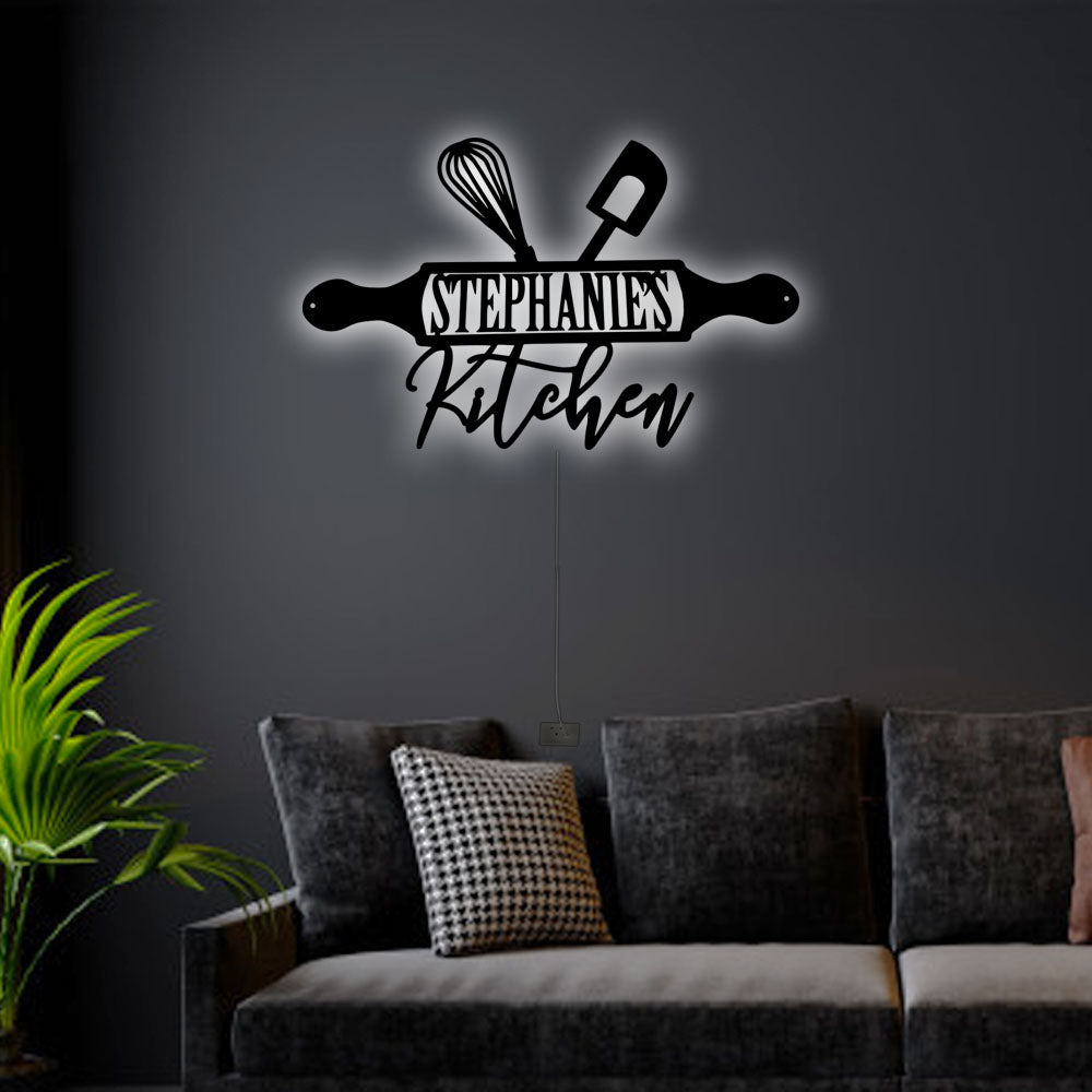 12"x12" Kitchen Lover Personalized - Led Light Metal - Owls Matrix LTD