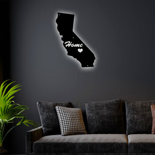 12"x12" California Home Is The Best - Led Light Metal - Owls Matrix LTD