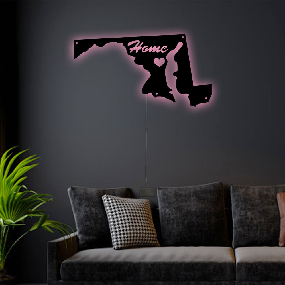 12"x12" Maryland I Love Maryland - Led Light Metal - Owls Matrix LTD