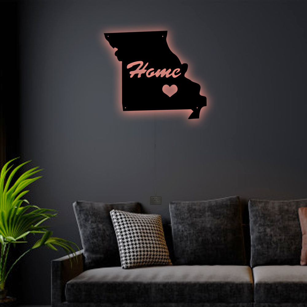 12"x12" Missouri The Beautiful Place - Led Light Metal - Owls Matrix LTD