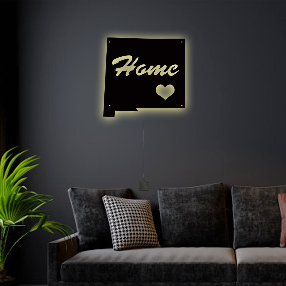 12"x12" New Mexico Home Is My Love - Led Light Metal - Owls Matrix LTD