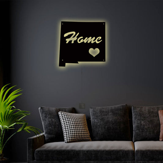 12"x12" New Mexico Home Is My Love - Led Light Metal - Owls Matrix LTD