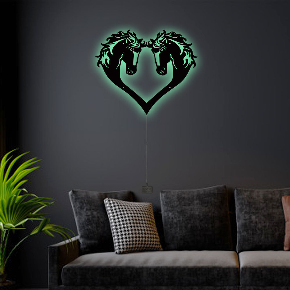 12"x12" Horse Have Lovely Love - Led Light Metal - Owls Matrix LTD
