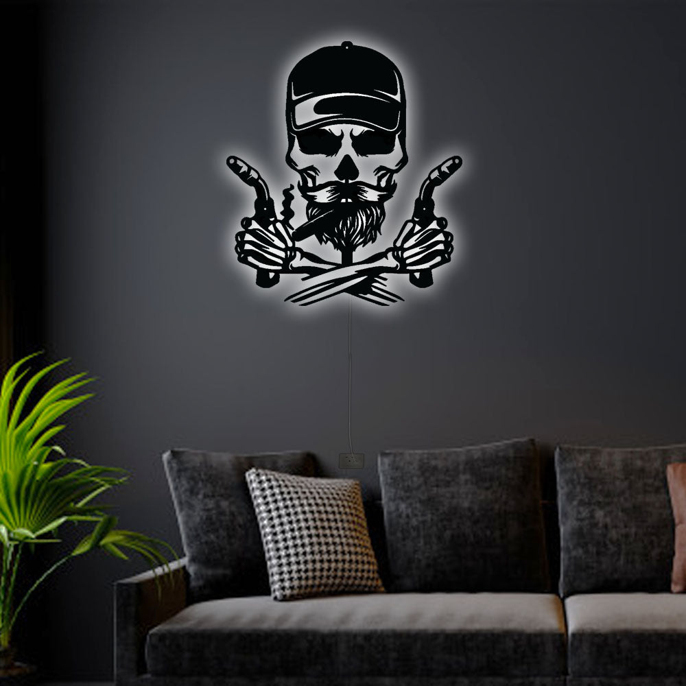 12"x12" Skull Welder Cool Style - Led Light Metal - Owls Matrix LTD