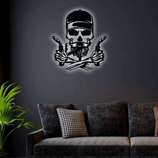 12"x12" Skull Welder Cool Style - Led Light Metal - Owls Matrix LTD